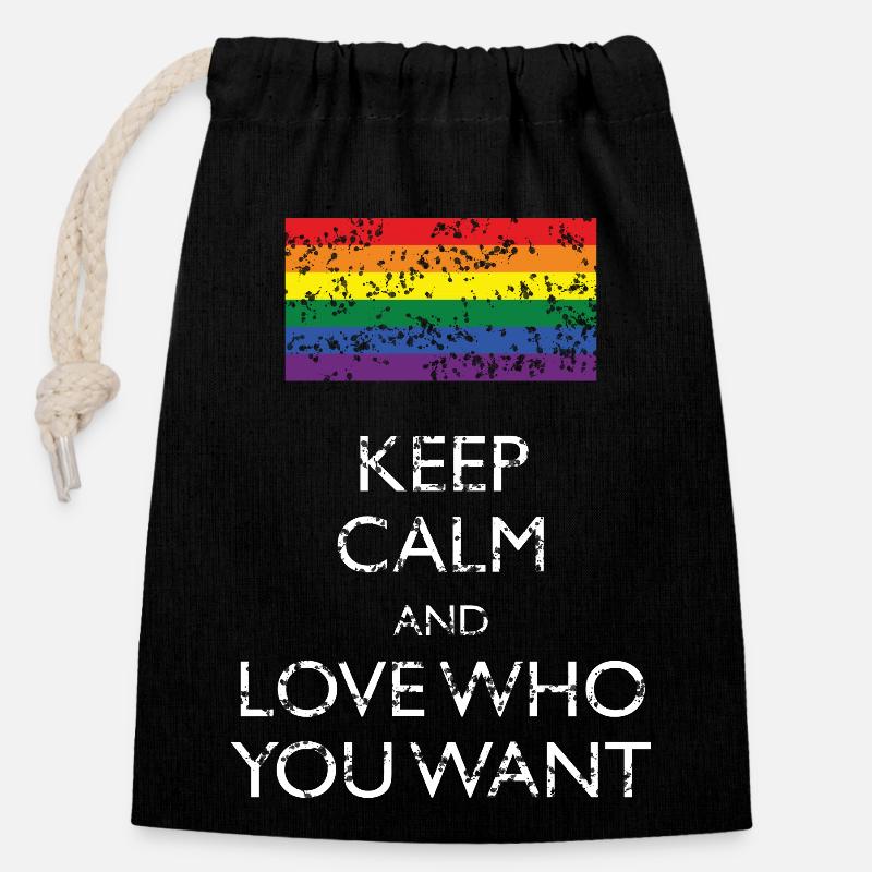 Gay Pride - Closable cotton gift bag (14x20cm) - black