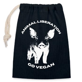 Animal Liberation Go vegan - Verschließbarer Geschenkbeutel aus Baumwolle (14x20cm) - Navy - Vorne