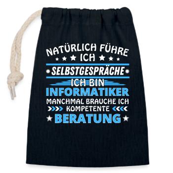 Ich führe Selbstgespräche - Informatiker Edition - Verschließbarer Geschenkbeutel aus Baumwolle (14x20cm) - Navy - Vorne