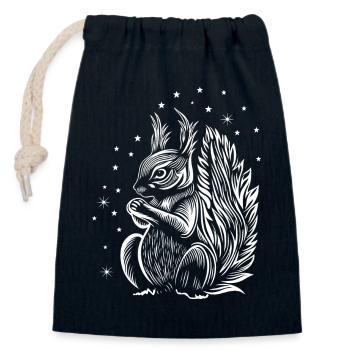 Eichhörnchen mit Sternen - Verschließbarer Geschenkbeutel aus Baumwolle (14x20cm) - Navy - Vorne
