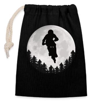 Mountain Bike Moon Mountain Biker Moon - Closable cotton gift bag (14x20cm) - black - Front