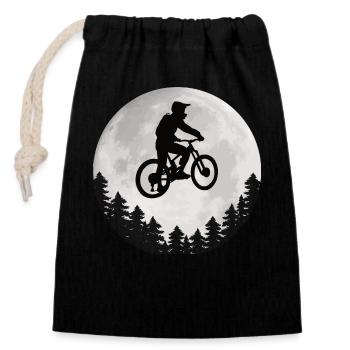 Mountain Bike Moon Mountain Biker Moon - Closable cotton gift bag (14x20cm) - black - Front