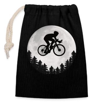 Rennrad Mond Rennradfahrer Moon - Verschließbarer Geschenkbeutel aus Baumwolle (14x20cm) - Schwarz - Vorne