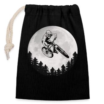 Mountain Bike Moon Mountain Biker Moon - Closable cotton gift bag (14x20cm) - black - Front