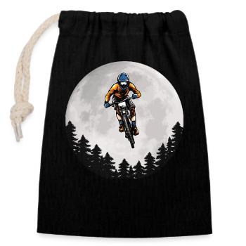Mountain Bike Moon Mountain Biker Moon - Closable cotton gift bag (14x20cm) - black - Front