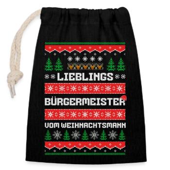 Lieblings Bürgermeister des Weihnachtsmanns - Verschließbarer Geschenkbeutel aus Baumwolle (14x20cm) - Schwarz - Vorne