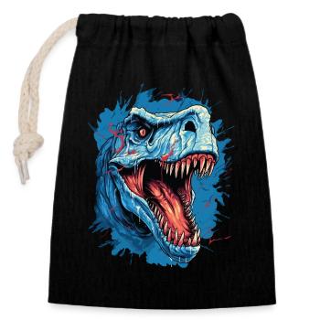 T-Rex Dinosaurier Dino Tyrannosaurus Rex Vintage - Verschließbarer Geschenkbeutel aus Baumwolle (14x20cm) - Schwarz - Vorne