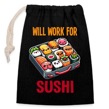 Fonctionnera pour Sushi - Sac cadeau en coton avec cordon (14 x 20 cm) - noir - Devant