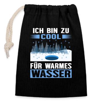 Winterbaden im Kältebad - Eisbader lieben Eisbaden - Verschließbarer Geschenkbeutel aus Baumwolle (14x20cm) - Schwarz - Vorne