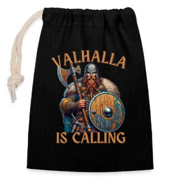 Valhalla is Calling - Verschließbarer Geschenkbeutel aus Baumwolle (14x20cm) - Schwarz - Vorne