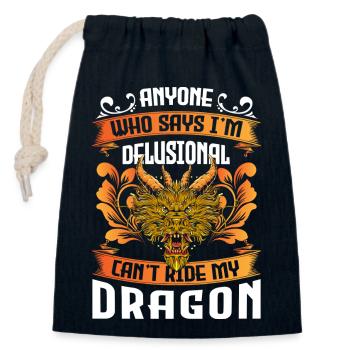 Film de conte de fées Dragon - Sac cadeau en coton avec cordon (14 x 20 cm) - bleu marine - Devant