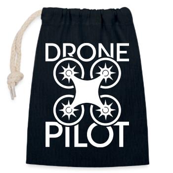 drone pilot drone team airplane cool sayings - Closable cotton gift bag (14x20cm) - navy - Front