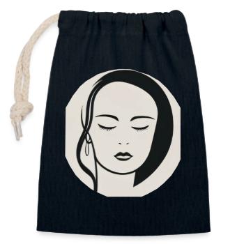 Woman portrait in a minimalist design - Closable cotton gift bag (14x20cm) - navy - Front
