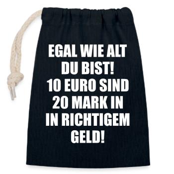 Nostalgische Währungsumrechnung: 10 Euro sind 20 D - Verschließbarer Geschenkbeutel aus Baumwolle (14x20cm) - Navy - Vorne