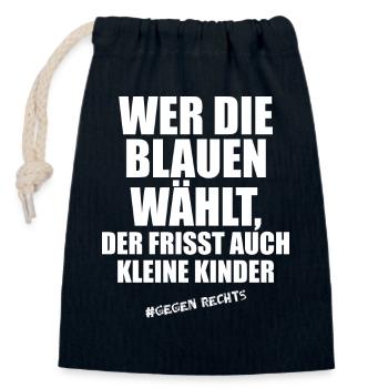 AfD stoppen gegen rechts Demokratie verteidigen - Verschließbarer Geschenkbeutel aus Baumwolle (14x20cm) - Navy - Vorne