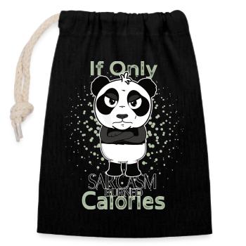 Sarcasme brûle des calories panda drôle - Sac cadeau en coton avec cordon (14 x 20 cm) - noir - Devant