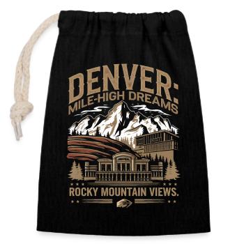 Denver : rêves d’un kilomètre de haut, vue sur les montagnes - Sac cadeau en coton avec cordon (14 x 20 cm) - noir - Devant