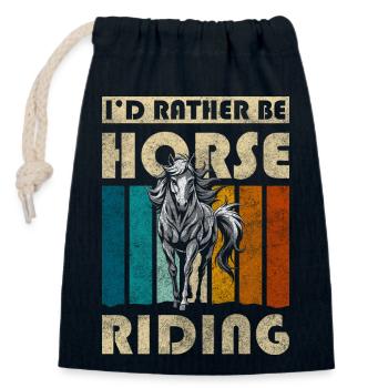 Chevaux Cheval Fille Animaux Amour - Sac cadeau en coton avec cordon (14 x 20 cm) - bleu marine - Devant