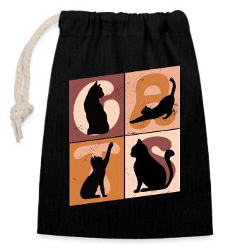 Cat Kitten Cat Kitten Kitty Silhouette Art - Closable cotton gift bag (14x20cm) - black - Front