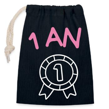 1. 1 Jahr. 1. JUBILÄUM. 1-JÄHRIGES JUBILÄUM. ANNI - Verschließbarer Geschenkbeutel aus Baumwolle (14x20cm) - Navy - Vorne