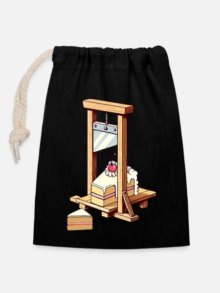 Guillotine "Let Them Eat Cake" - Closable cotton gift bag (14x20cm) - black