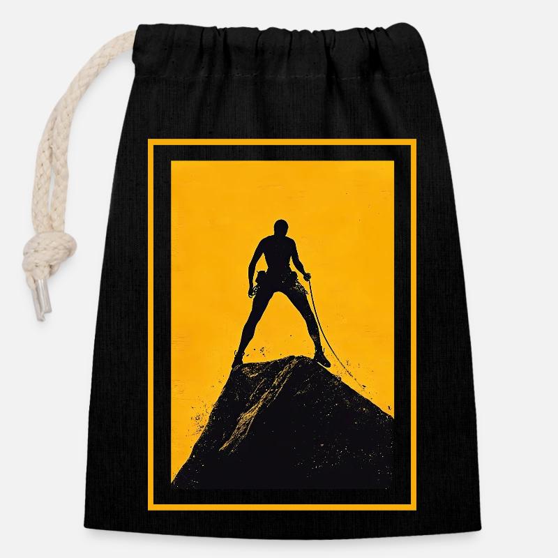 Attention! Climber - Closable cotton gift bag (14x20cm) - black