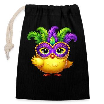 Mardi Gras Poulet Poussin Masque Carnaval Carnaval - Sac cadeau en coton avec cordon (14 x 20 cm) - noir - Devant
