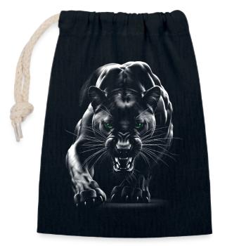 Panthère noire aux yeux verts - Sac cadeau en coton avec cordon (14 x 20 cm) - bleu marine - Devant