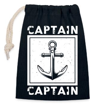 Captain Schiffanker Anker Nordsee Spruch Geschenk - Verschließbarer Geschenkbeutel aus Baumwolle (14x20cm) - Navy - Vorne
