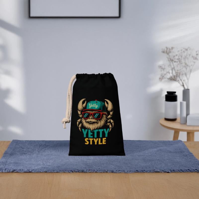 Yetty Style Yeti Graphic Verschließbarer Geschenkbeutel aus Baumwolle (14x20cm)
