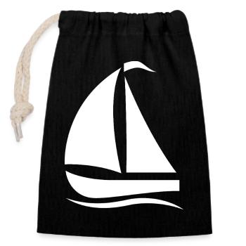 Minimalistische Segelboot Silhouette Nordsee  - Verschließbarer Geschenkbeutel aus Baumwolle (14x20cm) - Schwarz - Vorne