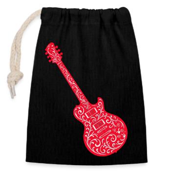 Guitare 1 - Sac cadeau en coton avec cordon (14 x 20 cm) - noir - Devant
