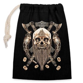 Valhalla Siegel Wikinger Schädel Skelett Goth - Verschließbarer Geschenkbeutel aus Baumwolle (14x20cm) - Schwarz - Vorne