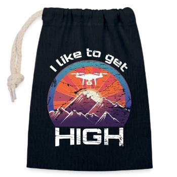 J'aime devenir pilote de drone - Sac cadeau en coton avec cordon (14 x 20 cm) - bleu marine - Devant