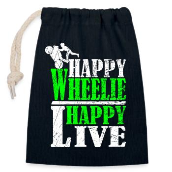 Wheelie Motif - Closable cotton gift bag (14x20cm) - navy - Front