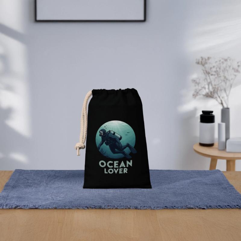 Ocean Lover Taucher Verschließbarer Geschenkbeutel aus Baumwolle (14x20cm)