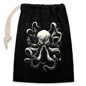 Octopuses - Closable cotton gift bag (14x20cm) - black - Front