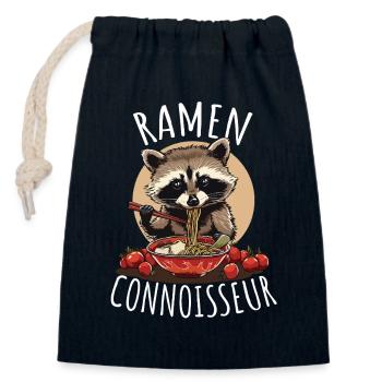 Ramen Waschbär Genießer - Verschließbarer Geschenkbeutel aus Baumwolle (14x20cm) - Navy - Vorne