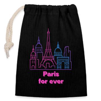 Néon Horizon Paris Silhouette Ville Ville - Sac cadeau en coton avec cordon (14 x 20 cm) - noir - Devant