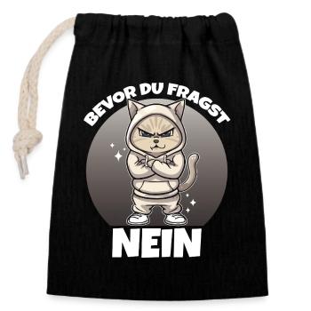 Before you ask: No - Closable cotton gift bag (14x20cm) - black - Front