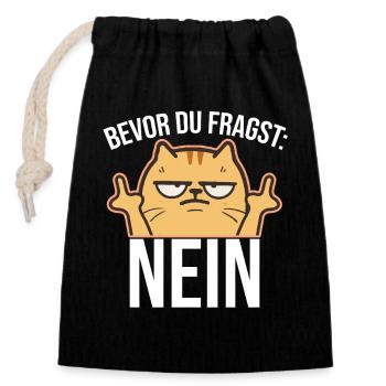 Chat du majeur - Sac cadeau en coton avec cordon (14 x 20 cm) - noir - Devant