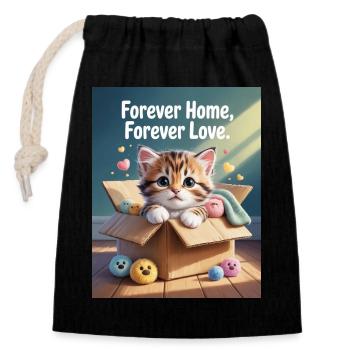 Forever Home, Forever Love - Closable cotton gift bag (14x20cm) - black - Front