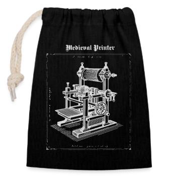 Illustration de machine d’imprimante antique - Sac cadeau en coton avec cordon (14 x 20 cm) - noir - Devant