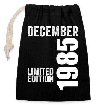 Cadeau Anniversaire Rétro - Décembre 1985 - Sac cadeau en coton avec cordon (14 x 20 cm) - noir - Devant