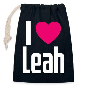 I Love Leah Pinkes Herz Ich liebe Leah - Verschließbarer Geschenkbeutel aus Baumwolle (14x20cm) - Navy - Vorne