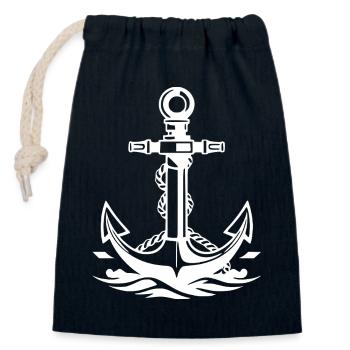 Anchor Seaman Sailor Northern Germany Gift - Closable cotton gift bag (14x20cm) - navy - Front