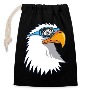 Aigle et lunettes galactiques - Sac cadeau en coton avec cordon (14 x 20 cm) - noir - Devant