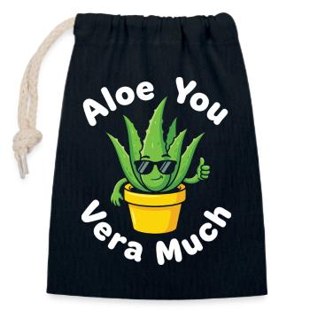 Aloe You Vera Much Succulent Cactus Pun - Closable cotton gift bag (14x20cm) - navy - Front