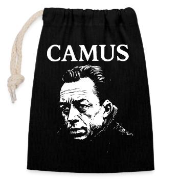 Albert Camus existenzielles Noir-Porträt - Verschließbarer Geschenkbeutel aus Baumwolle (14x20cm) - Schwarz - Vorne