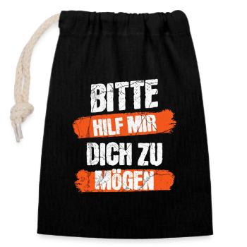 Help me like you - Closable cotton gift bag (14x20cm) - black - Front